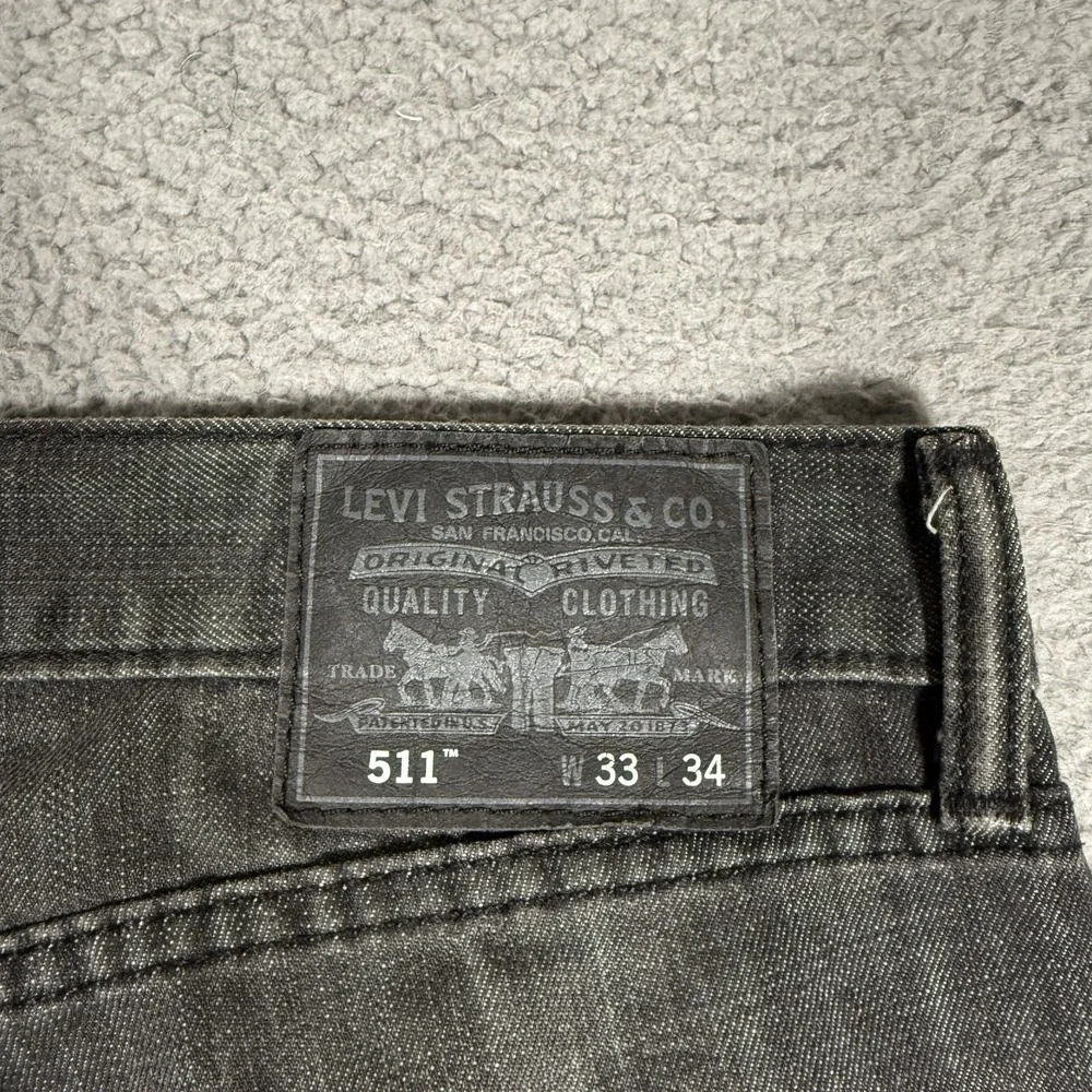 Levis Jeans Mens 33x34 Charcoal 511 Slim Fit Casual Denim Logo Preppy 5‎ Pocket